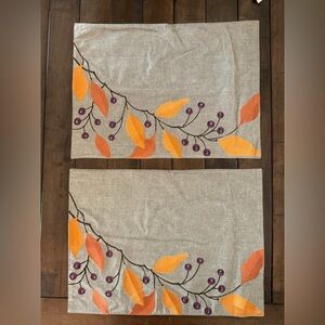 Crate&Barrel Autumn Leaf Design Placemats NWT
